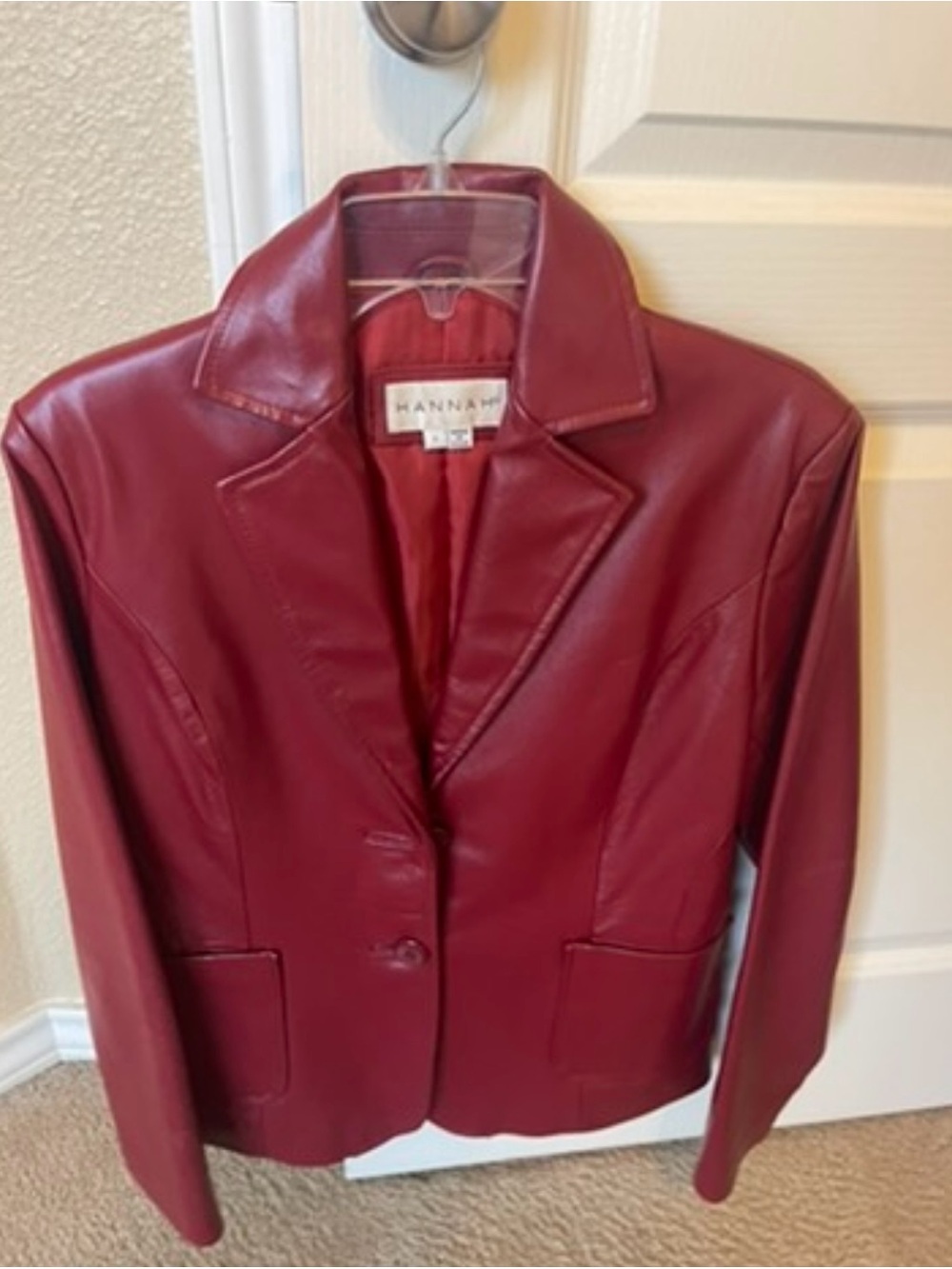 Hannah Women's Deep Red Leather Blazer Jacket new leather - Picture 2 of 2